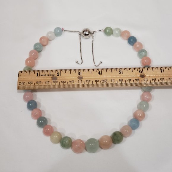 Natural gemstone "Baby Momma" necklace 540 tcw 12-17mm beads Rhodium over 925 SS - Picture 2 of 5